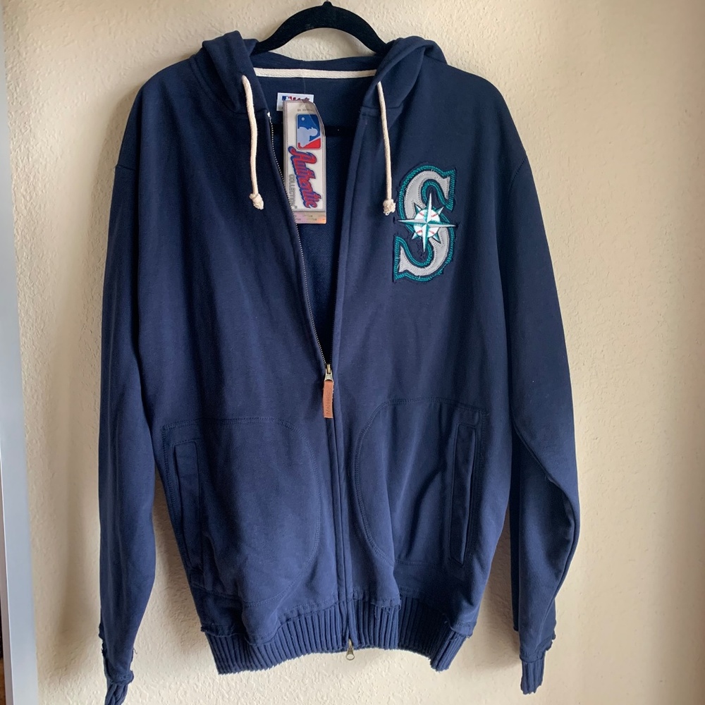 Seattle Mariners Majestic Full Zip Navy Hoodie NWT